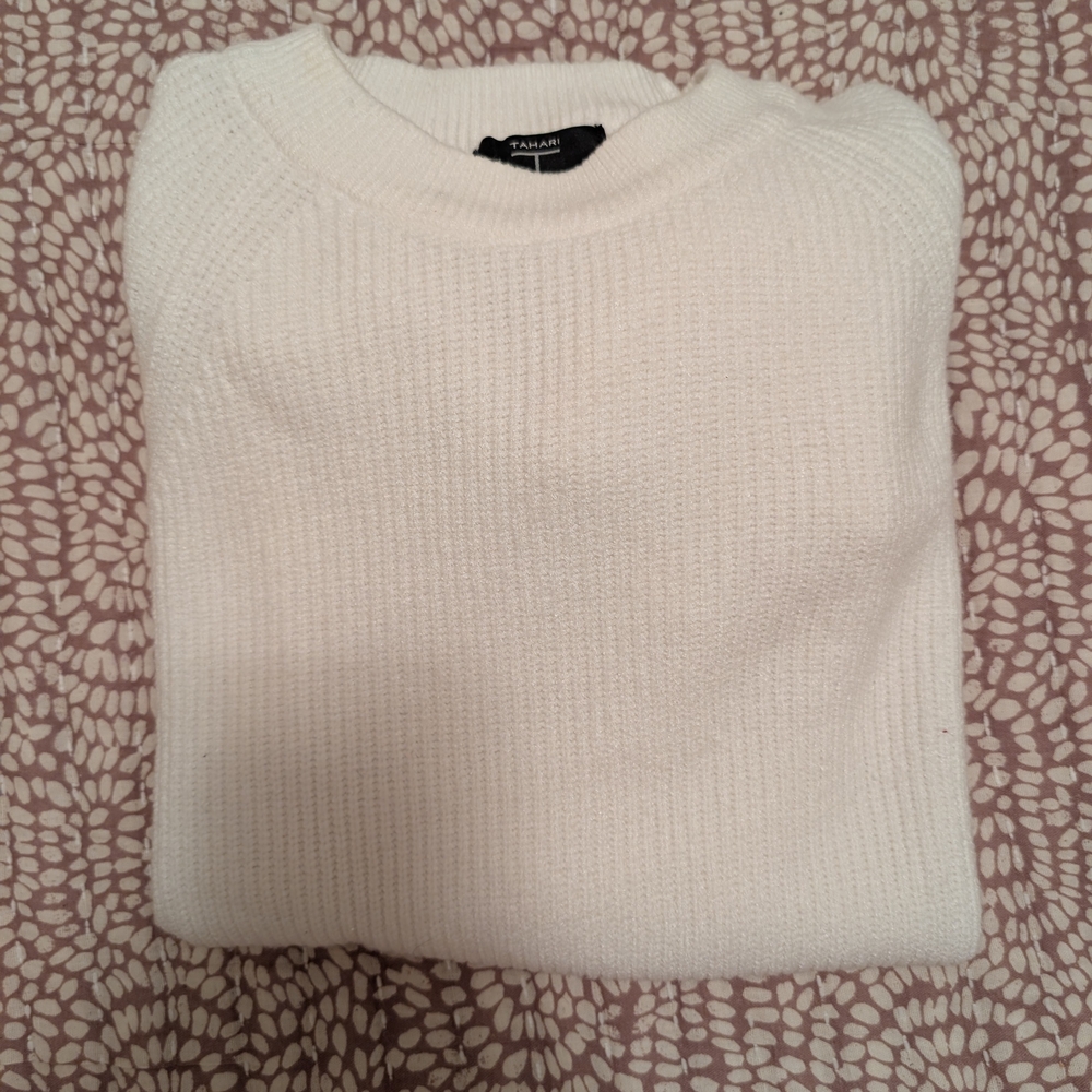 Tahari Cream Ribbed Sweater